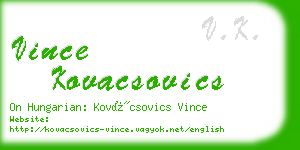 vince kovacsovics business card